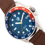 Three Leagues Artillery Leather-Band Watch with Date - Blue/Brown - TLW3L105