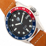 Three Leagues Artillery Leather-Band Watch with Date - Black/Camel/Blue - TLW3L103